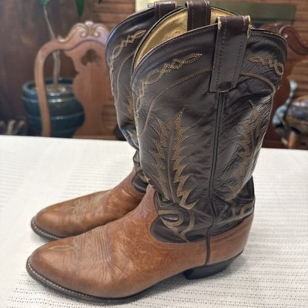 Tony Lama Aztec Shoulder Shrunken 6532 Leather Western Cowboy Boots Mens Sz 11 B